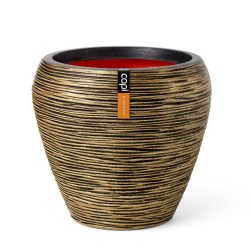   KBGR362 Capi virágcserép Vase taper round Rib 42x38 fekete/arany